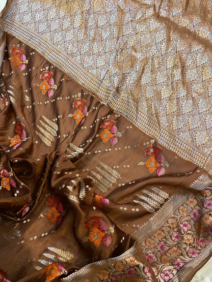 Rich Elegance: The Brown Banarasi Saree by Shades Of Benares - banarasi - banarasi saree shop