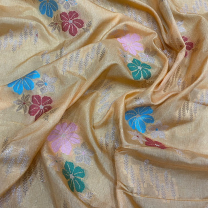 The Gilded Primrose Luxe : Handwoven Pure Cotton Silk Banarasi Masterpiece Saree