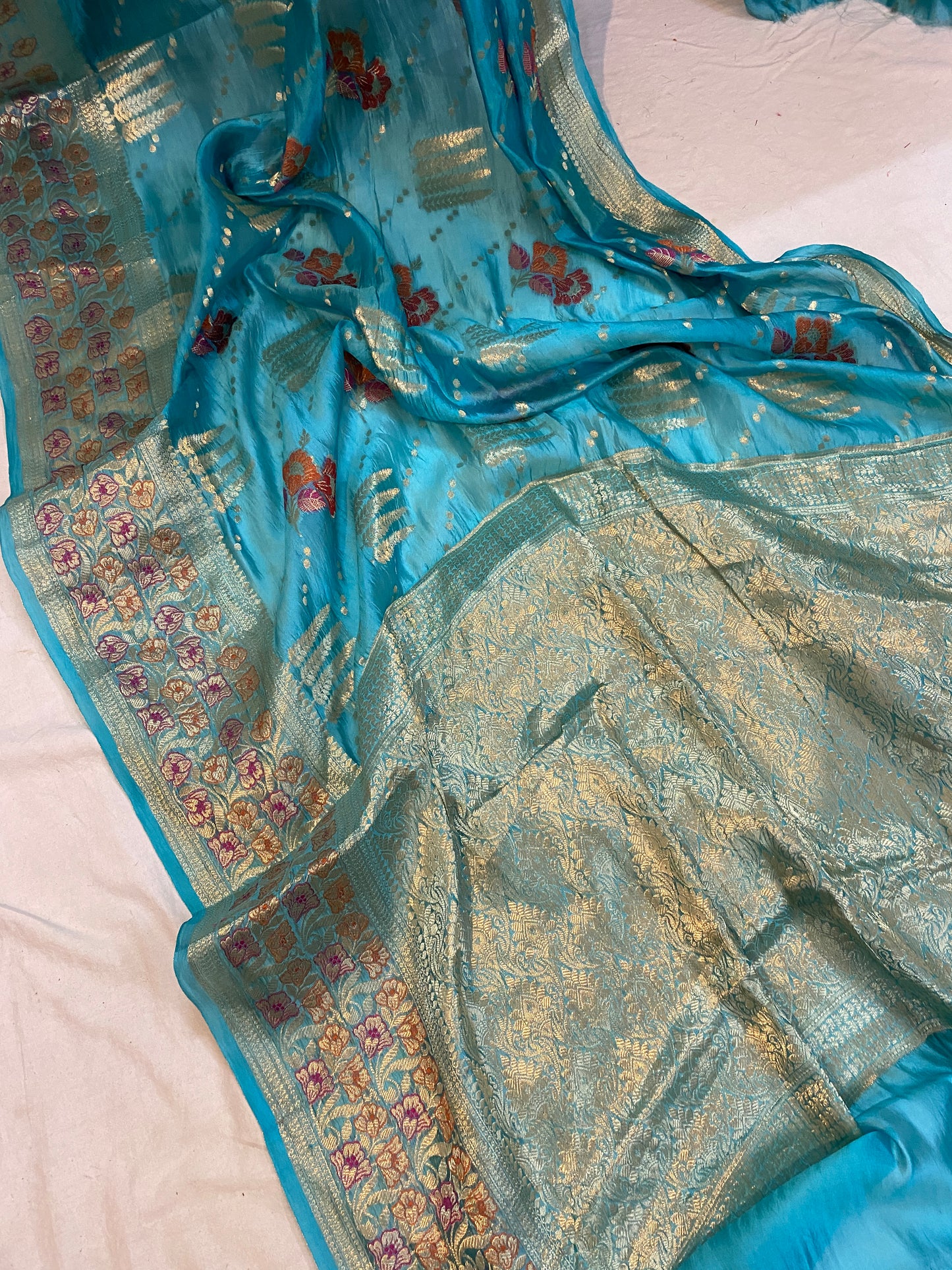 Ethereal Beauty: The Sky Blue Banarasi Saree by Shades Of Benares - banarasi - banarasi saree shop