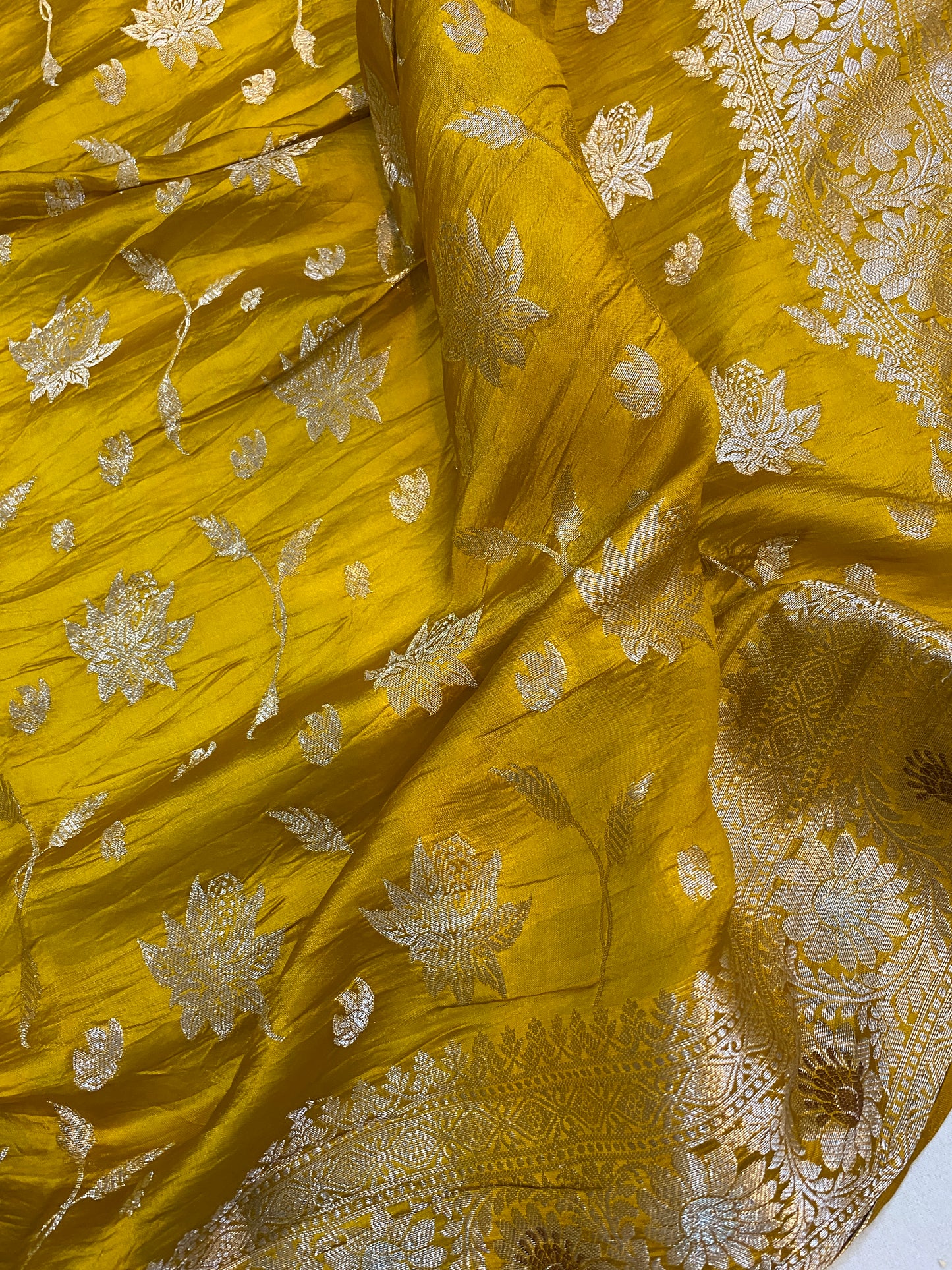 Radiant Charm: The Sunflower Yellow Banarasi Saree by Shades Of Benares - banarasi - banarasi saree shop