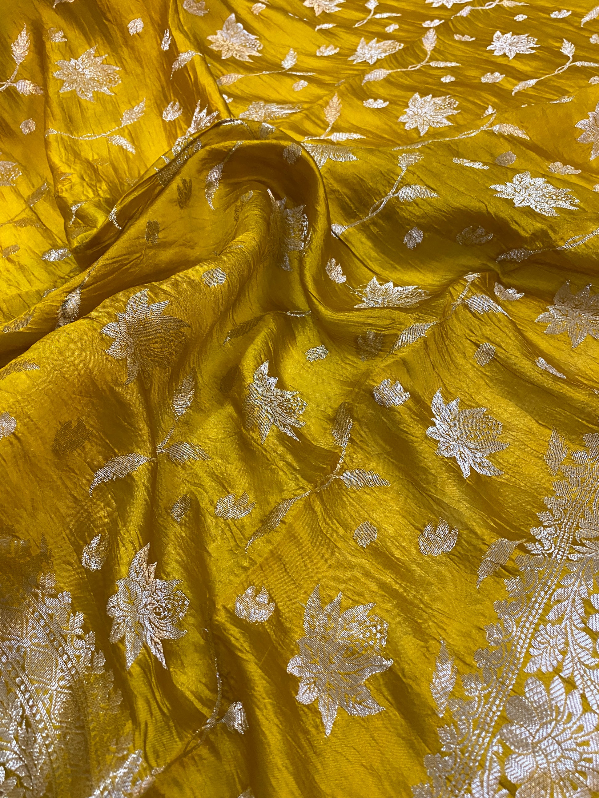 Radiant Charm: The Sunflower Yellow Banarasi Saree by Shades Of Benares - banarasi - banarasi saree shop