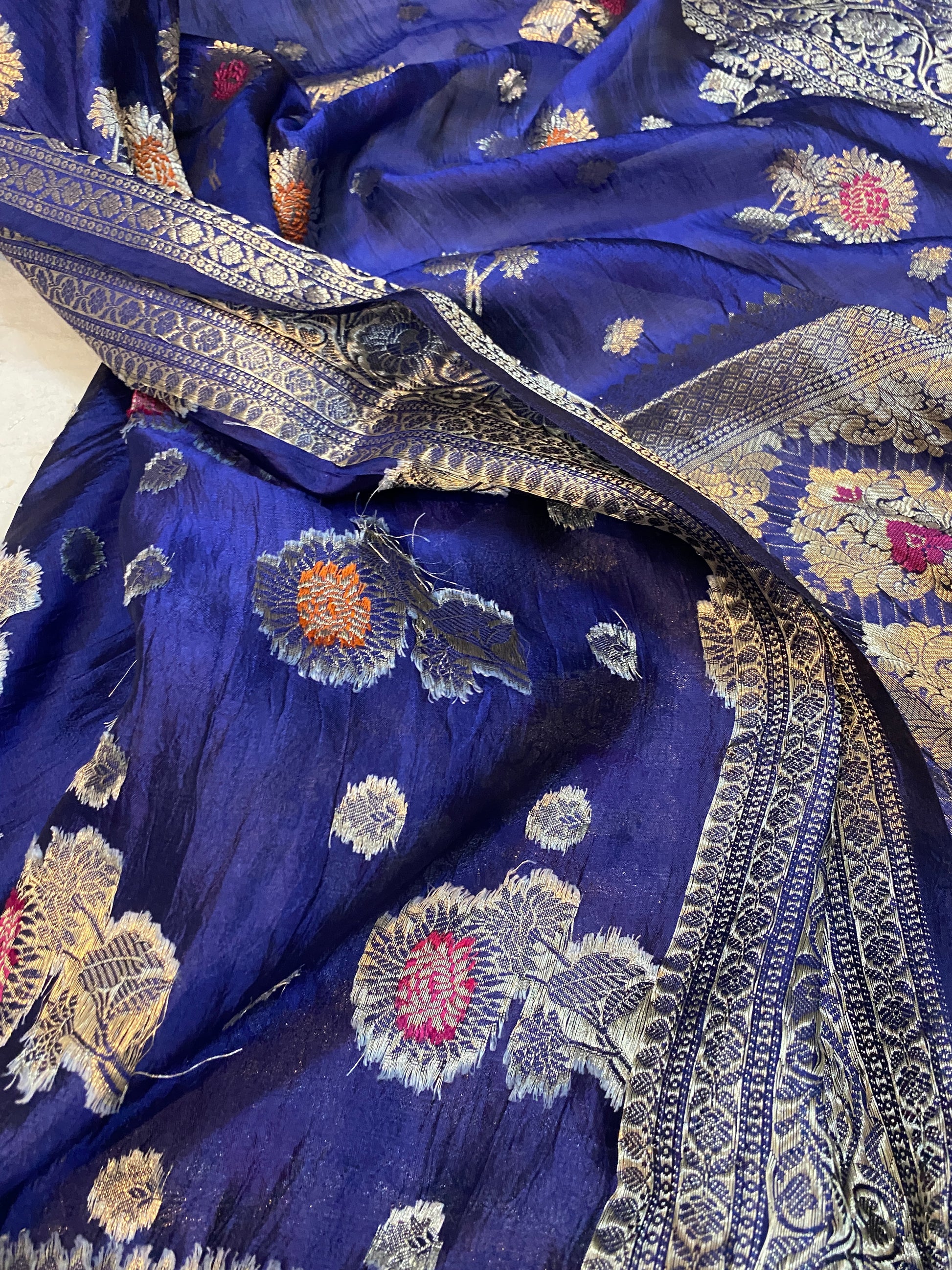 Regal Elegance: The Navy Blue Banarasi Saree by Shades Of Benares - banarasi - banarasi saree shop