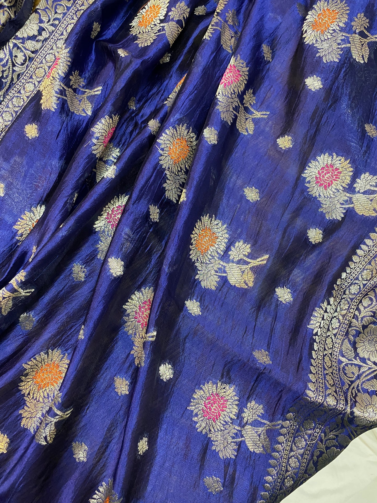 Regal Elegance: The Navy Blue Banarasi Saree by Shades Of Benares - banarasi - banarasi saree shop