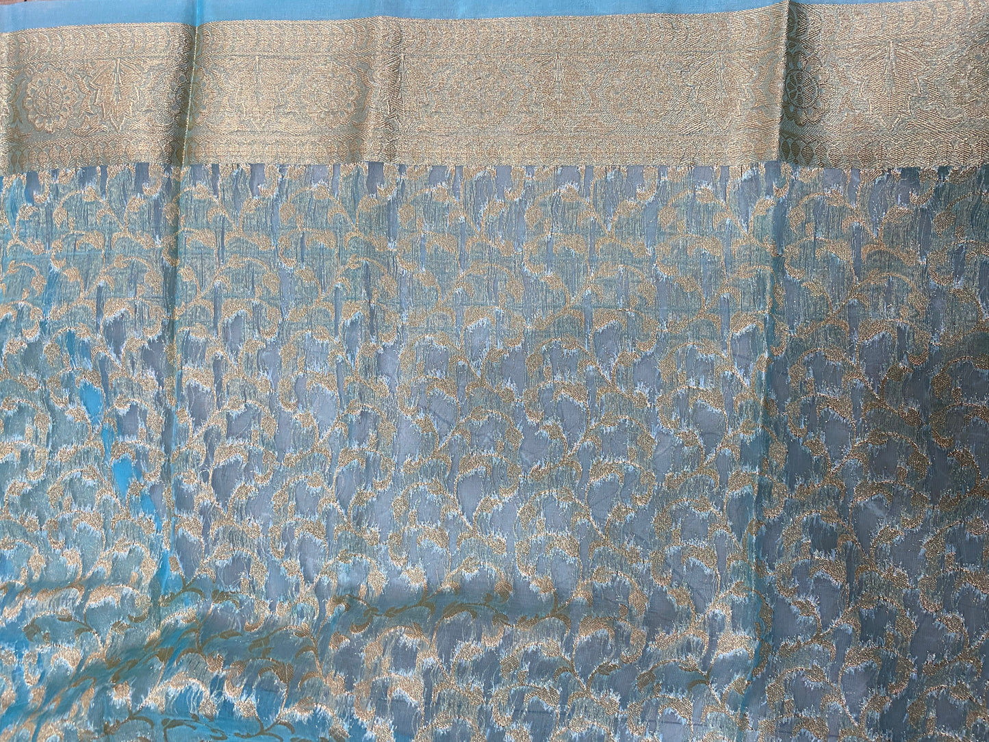 Pastel Blue Kora Silk Saree | Luxe Handwoven Striped Heritage by Shades Of Banaras - banarasi - banarasi saree shop - banarasi saree manufacturers - banarasi saree wholesale - banaraasi sarees - banarasi sari - banarasi saris - silk saree - silk sari - wedding saree - wedding sari - designer sari - wedding collection - gifting