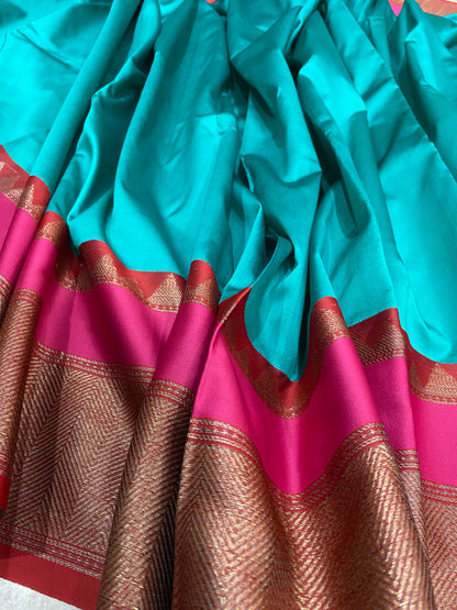 Sea Blue Luxe Silk Banarasi Saree | Minimalist Heritage by Shades Of Banaras - banarasi - banarasi saree shop - banarasi saree manufacturers - banarasi saree wholesale - banaraasi sarees - banarasi sari - banarasi saris - silk saree - silk sari - wedding saree - wedding sari - designer sari - wedding collection - gifting