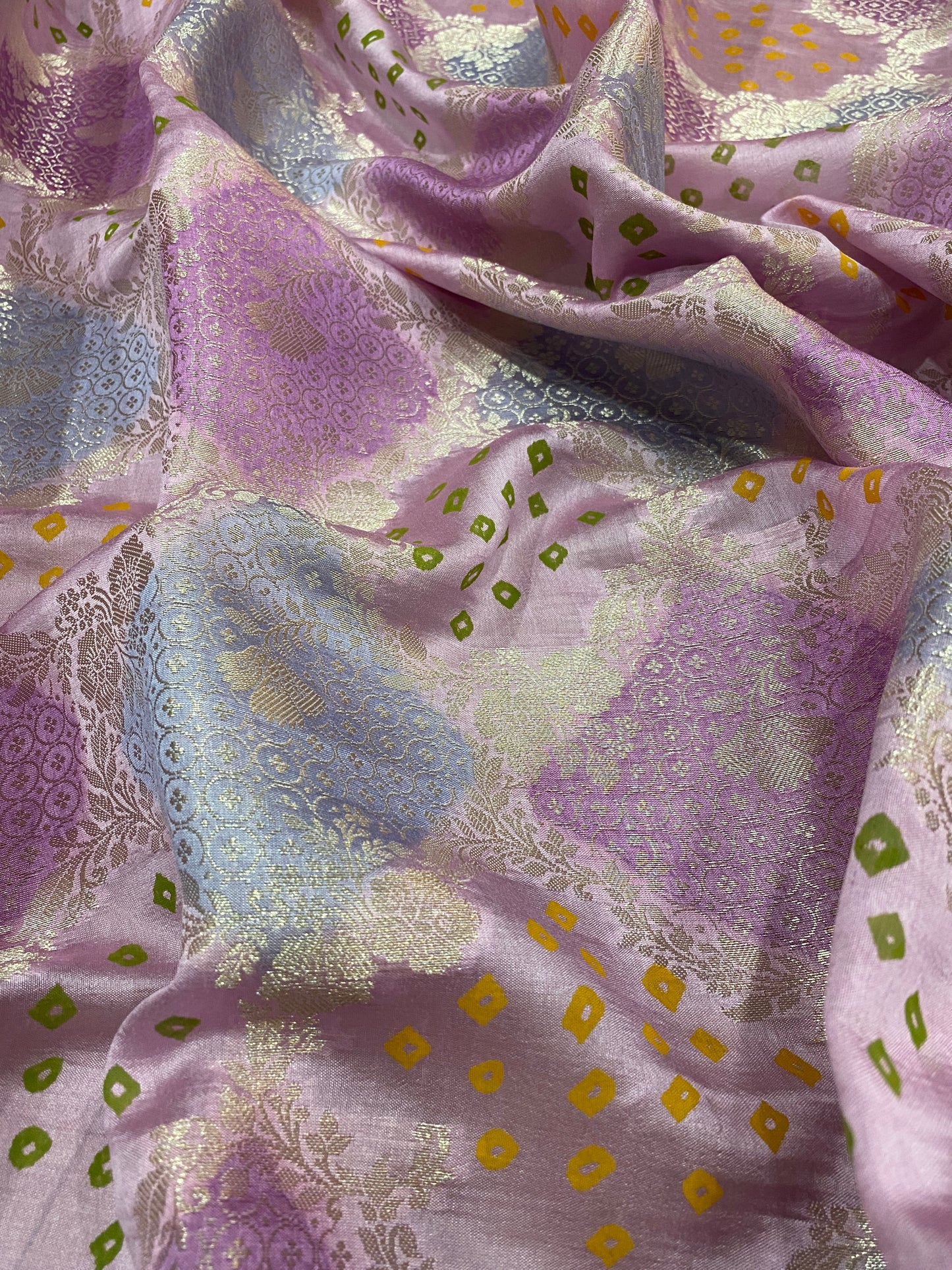 Lavender Luxe Pure Mango Silk Rangkaat Saree with Bandhej