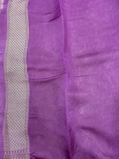Lavender Luxe Pure Mango Silk Rangkaat Saree with Bandhej