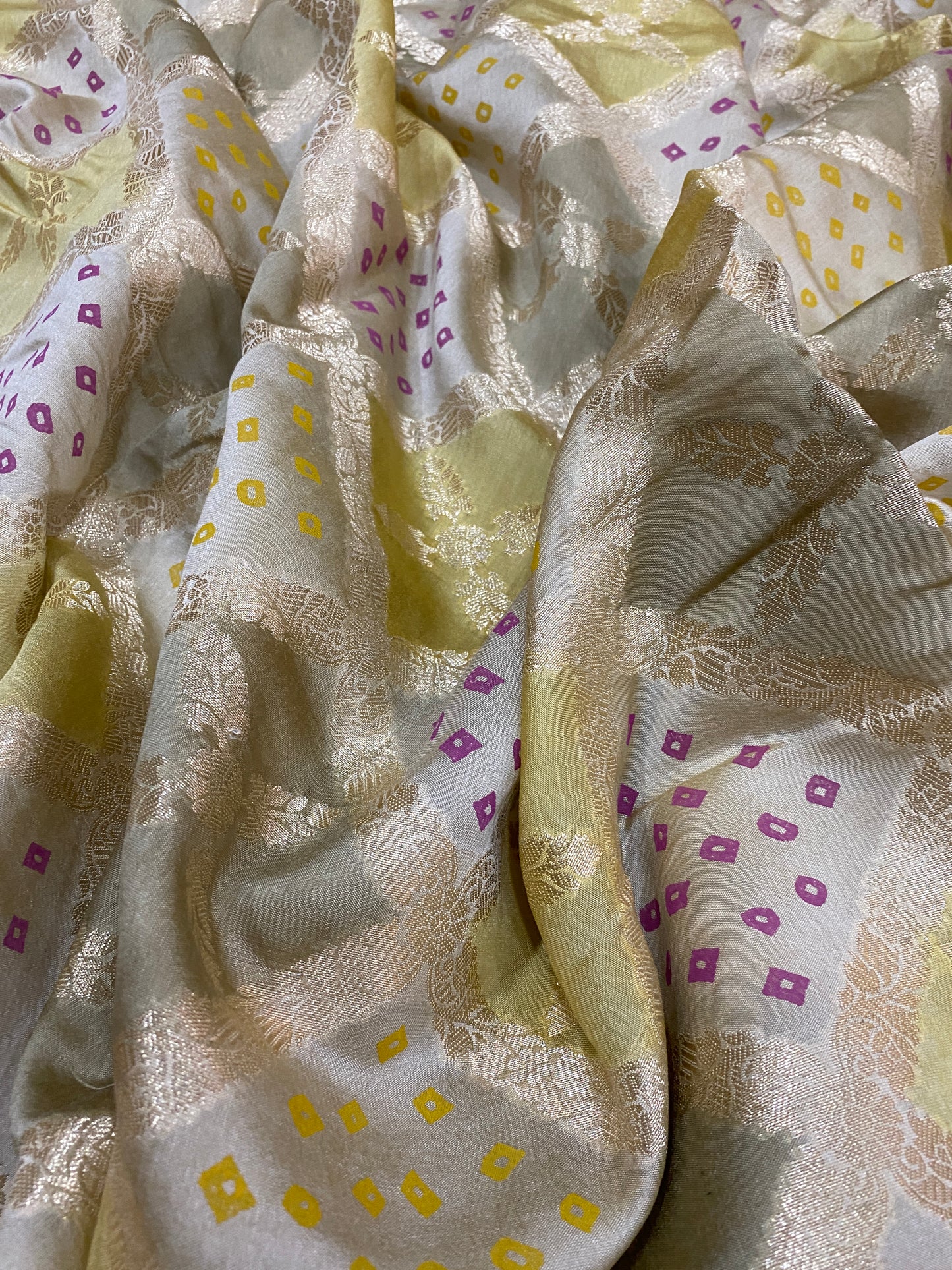 Yellow Luxe Pure Mango Silk Rangkaat Ghatchola Saree with Bandhej