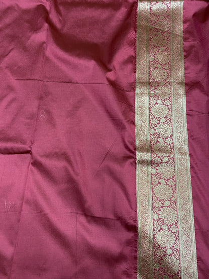 The Blush Couture: Pure Silk Banarasi Saree with Antique Matt Gold Zari Butis