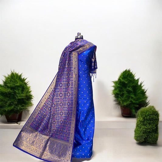 Exquisite Blue Silk Dress Materials by Shades Of Benares - banarasi - banarasi saree shop