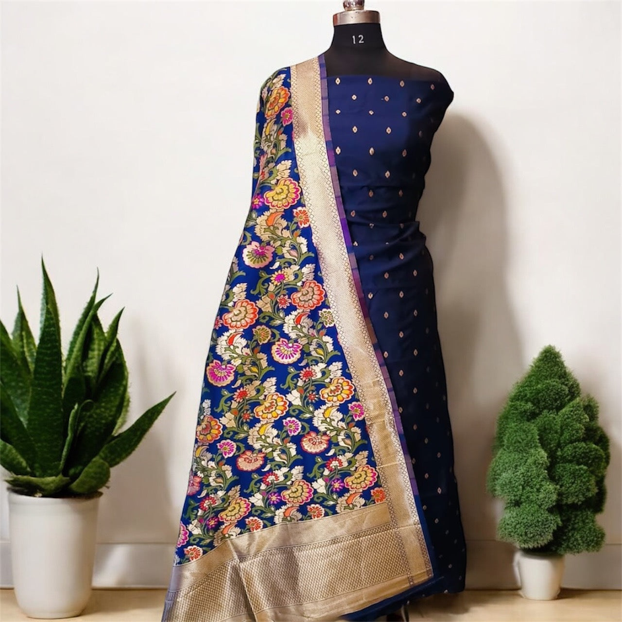 Navy Blue Banarasi Dress Materials by Shades Of Benares - banarasi - banarasi saree shop