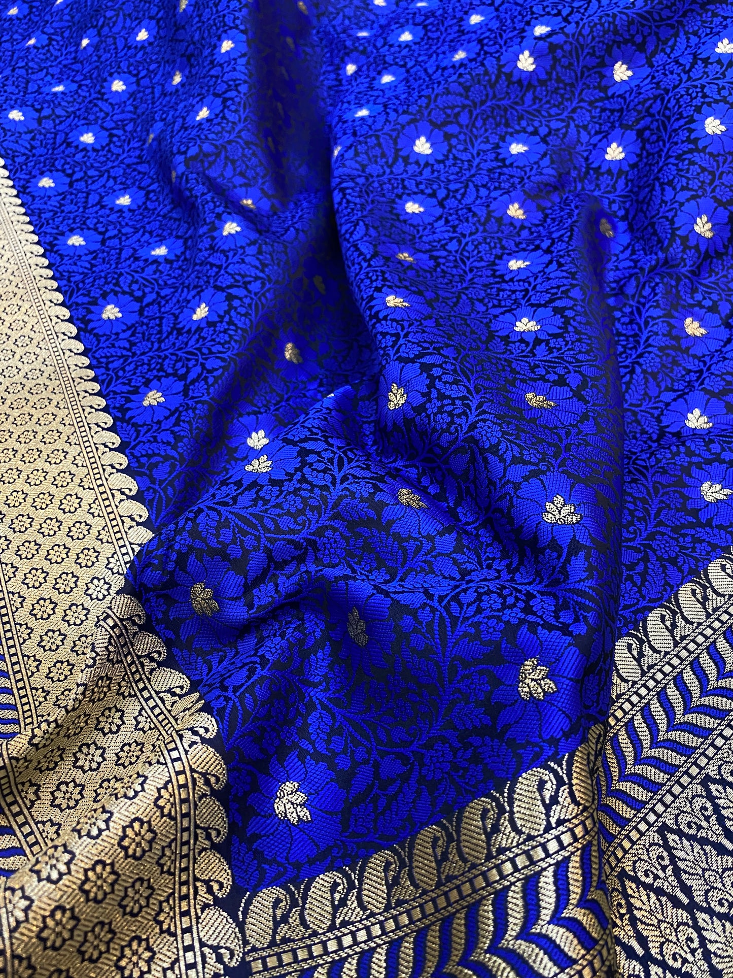 Exquisite Royal Blue Pure Katan Silk Banarasi Saree by Shades Of Benares - banarasi - banarasi saree shop