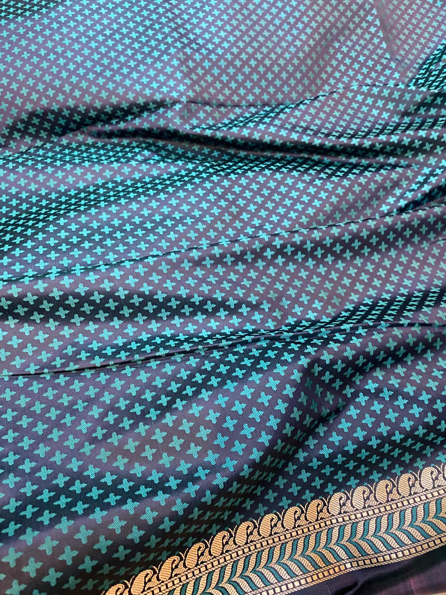 Turquoise Blue Pure Katan Silk Banarasi Saree: Jaal Work Tanchui Weave Splendor by Shades Of Benares - banarasi - banarasi saree shop