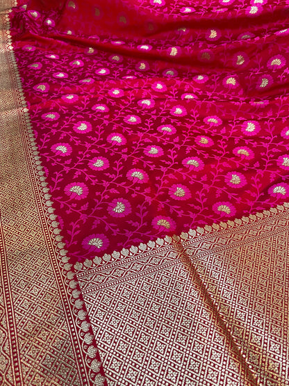 Exquisite Raani Pink Pure Katan Silk Banarasi Saree by Shades Of Benares - banarasi - banarasi saree shop