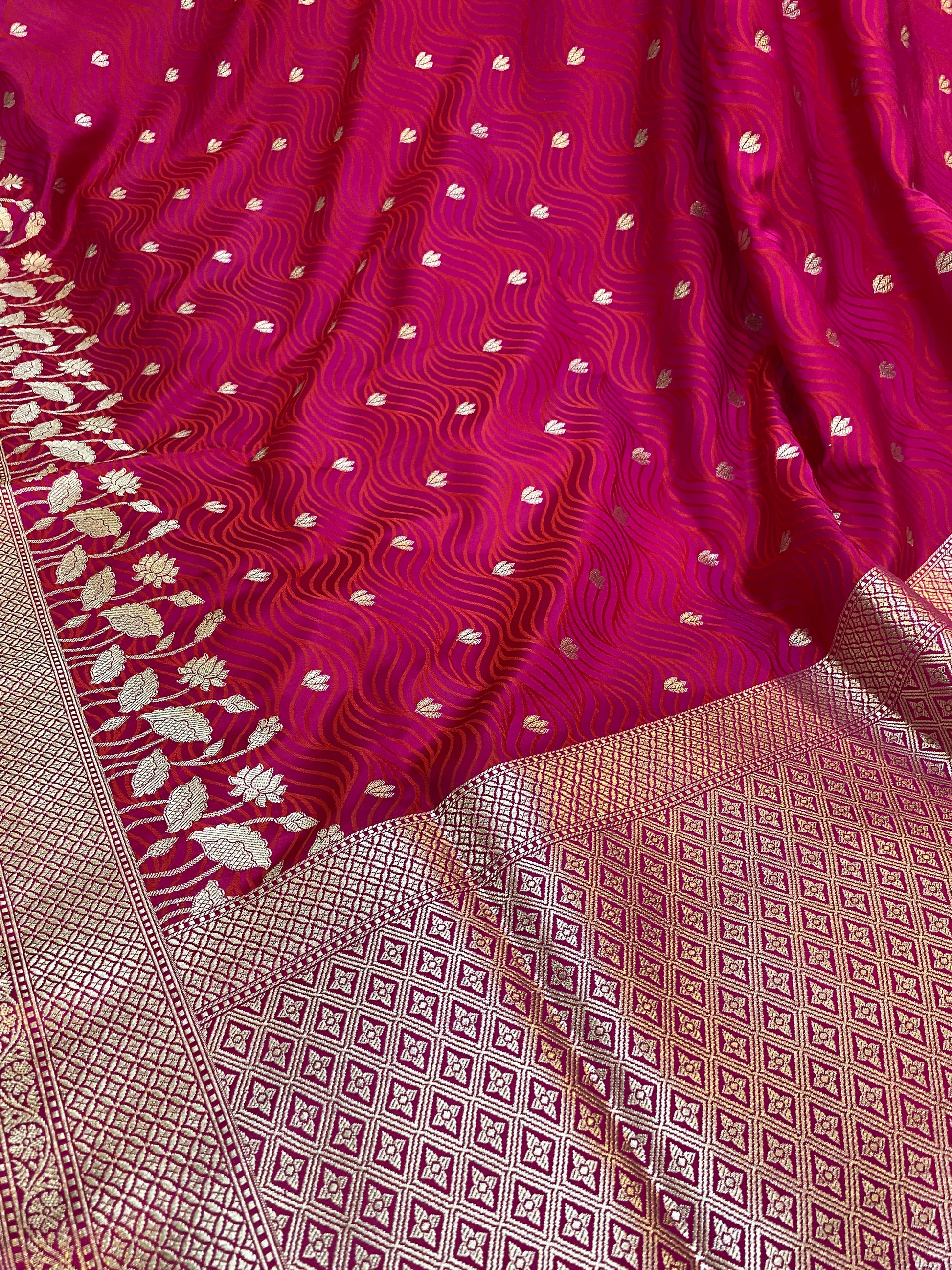 Raani Pink Pure Pure Silk Banarasi Saree: Jaal Work Elegance by Shades Of Benares - banarasi - banarasi saree shop