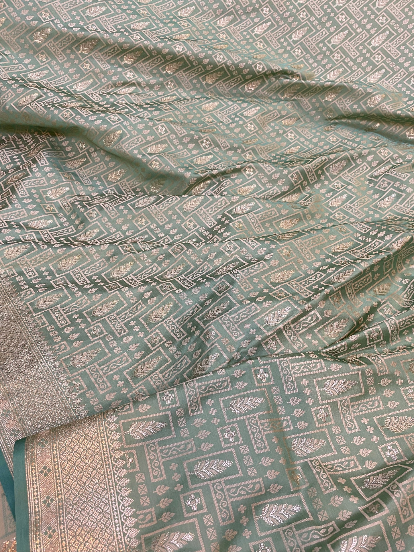 Refreshing Elegance: Pista Green Pure Banarasi Silk Saree by Shades Of Benares - banarasi - banarasi saree shop