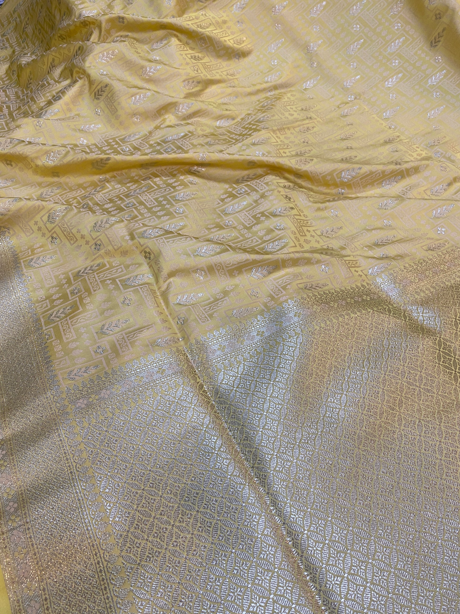 Bright Radiance: Lemon Yellow Pure Banarasi Silk Saree by Shades Of Benares - banarasi - banarasi saree shop