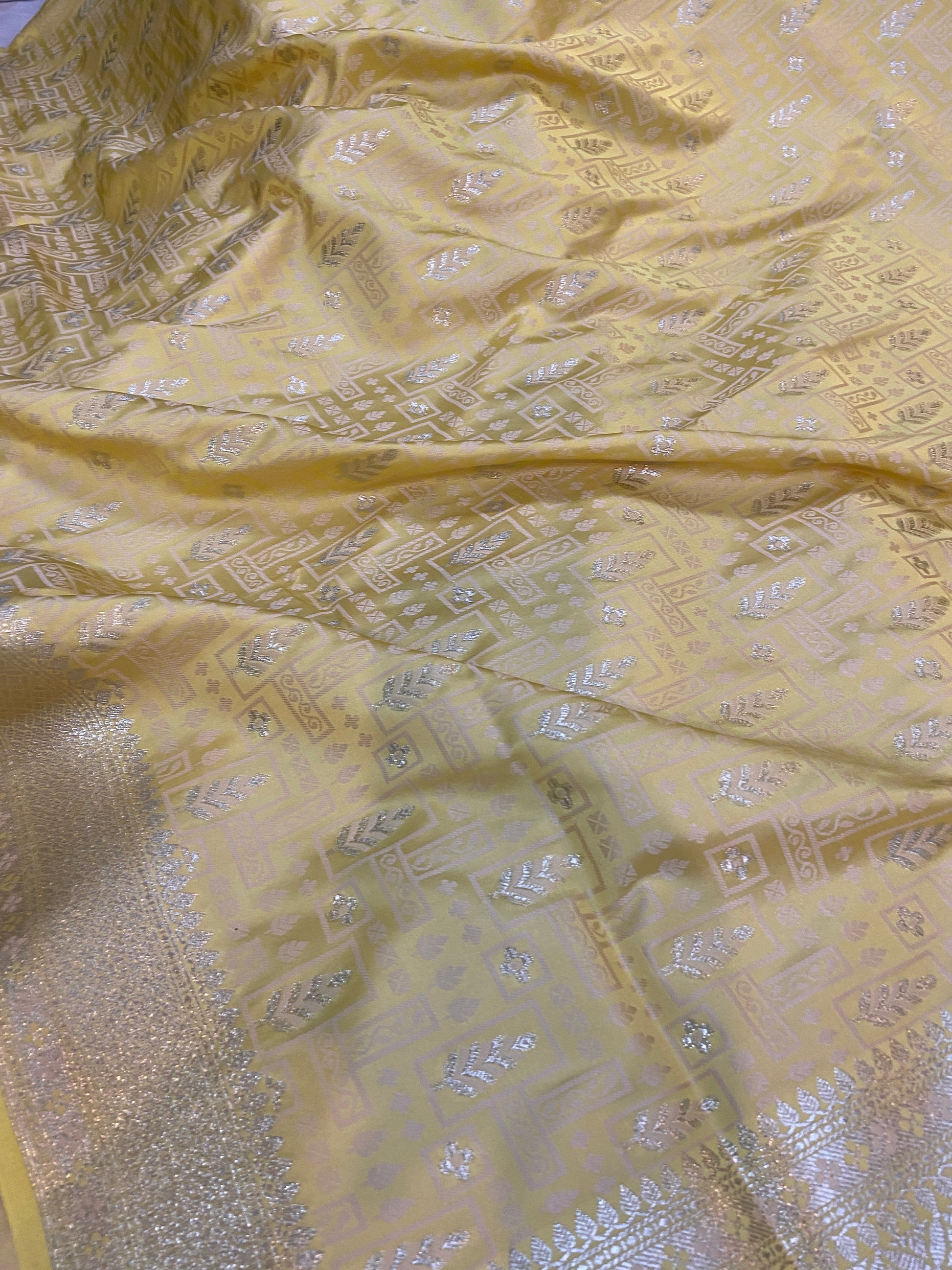 Bright Radiance: Lemon Yellow Pure Banarasi Silk Saree by Shades Of Benares - banarasi - banarasi saree shop