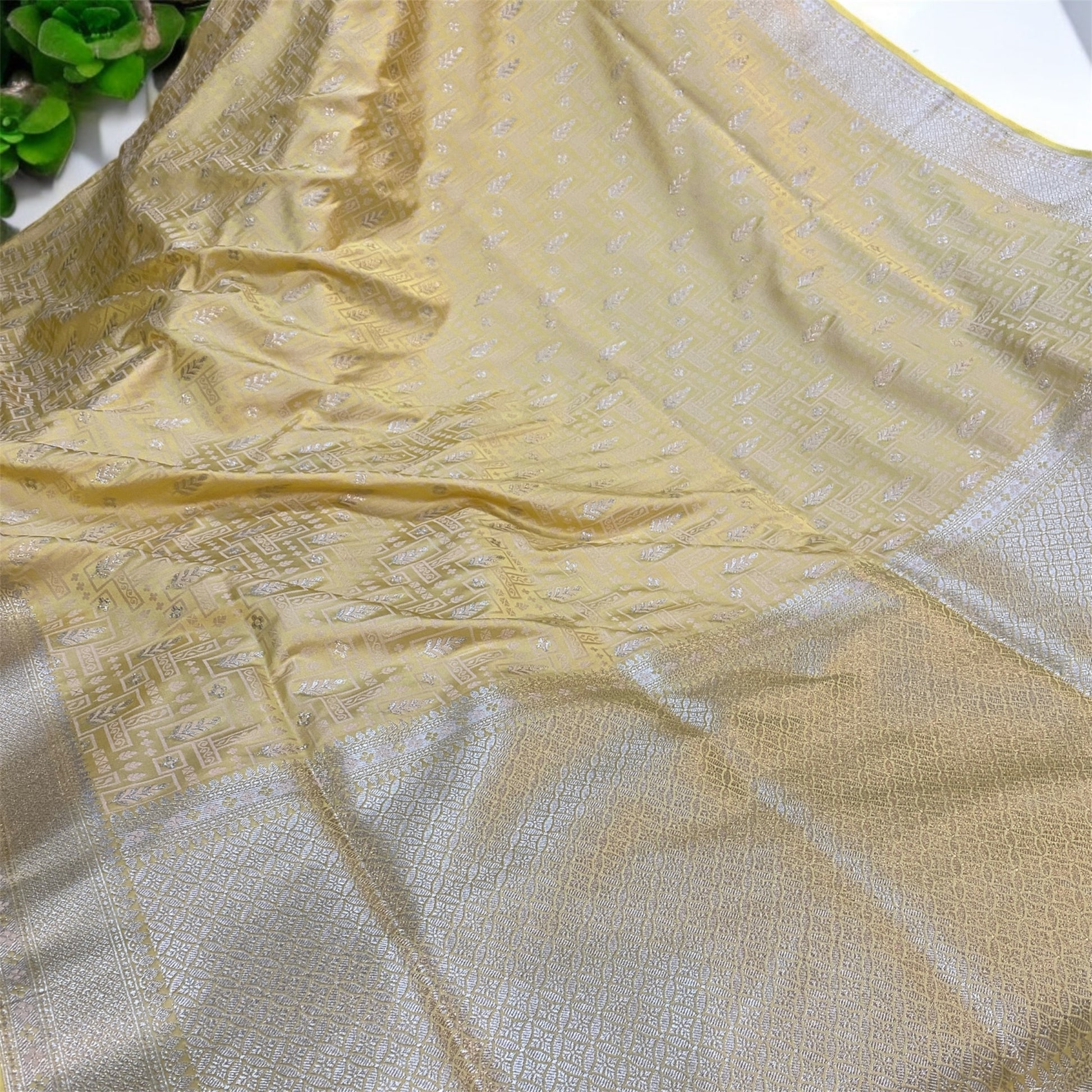 Bright Radiance: Lemon Yellow Pure Banarasi Silk Saree by Shades Of Benares - banarasi - banarasi saree shop