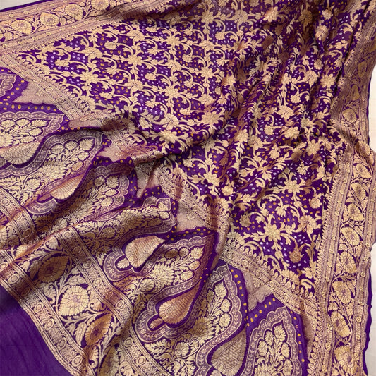 Elegant Purple Bandhani Dupatta by Shades Of Benares - banarasi - banarasi saree shop