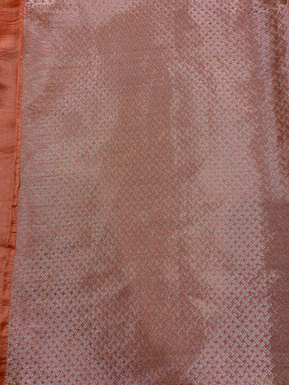 La Dolce Vita: Peach Pure Dupion Silk Banarasi Saree | Sona Rupa Edition