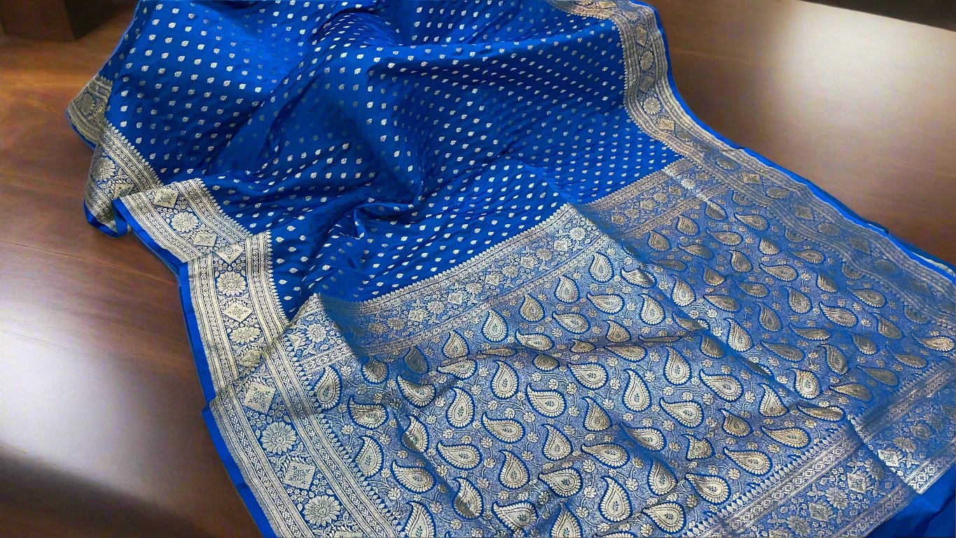 Timeless Blue Pure Silk Banarasi Saree for Every Occasion by Shades Of Benares - banarasi - banarasi saree shop