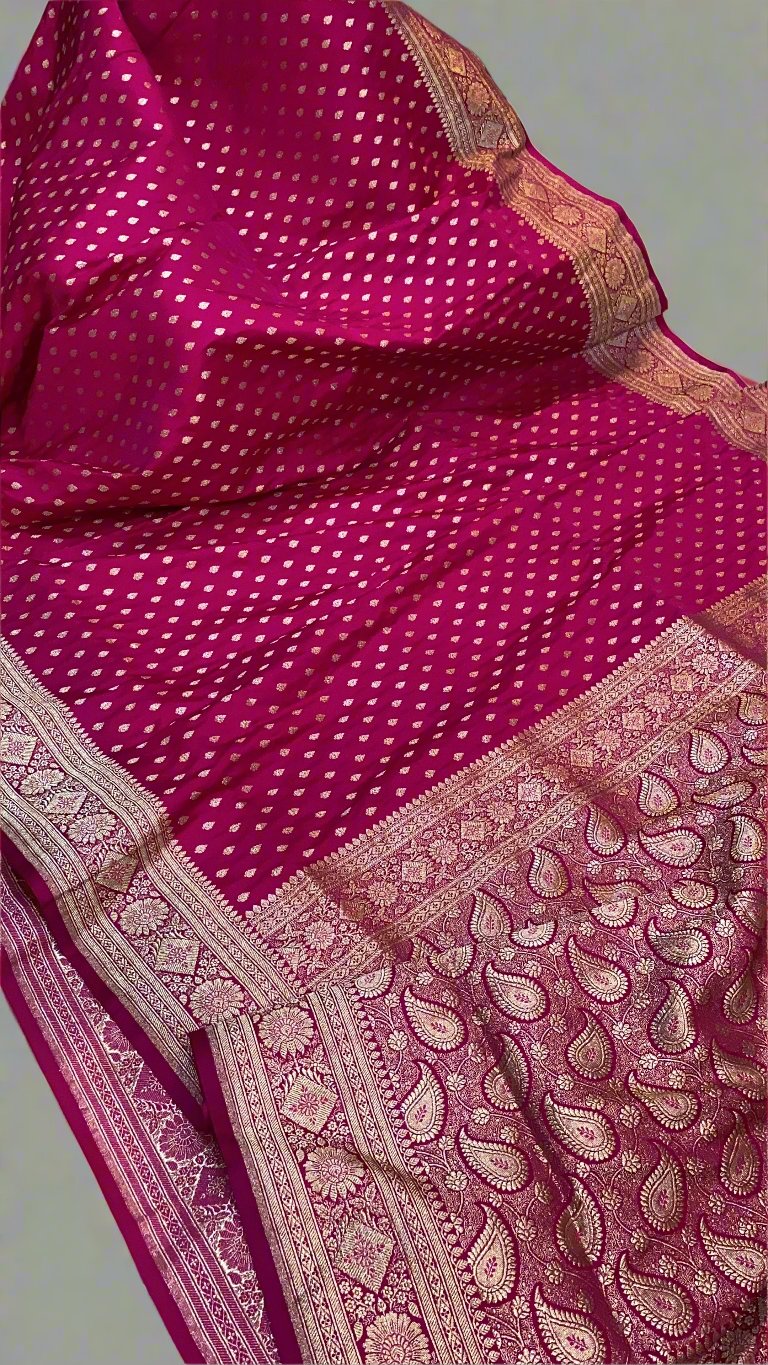 Celebrate Tradition with Rani Pink Pure Silk Banarasi Saree by Shades Of Benares - banarasi - banarasi saree shop