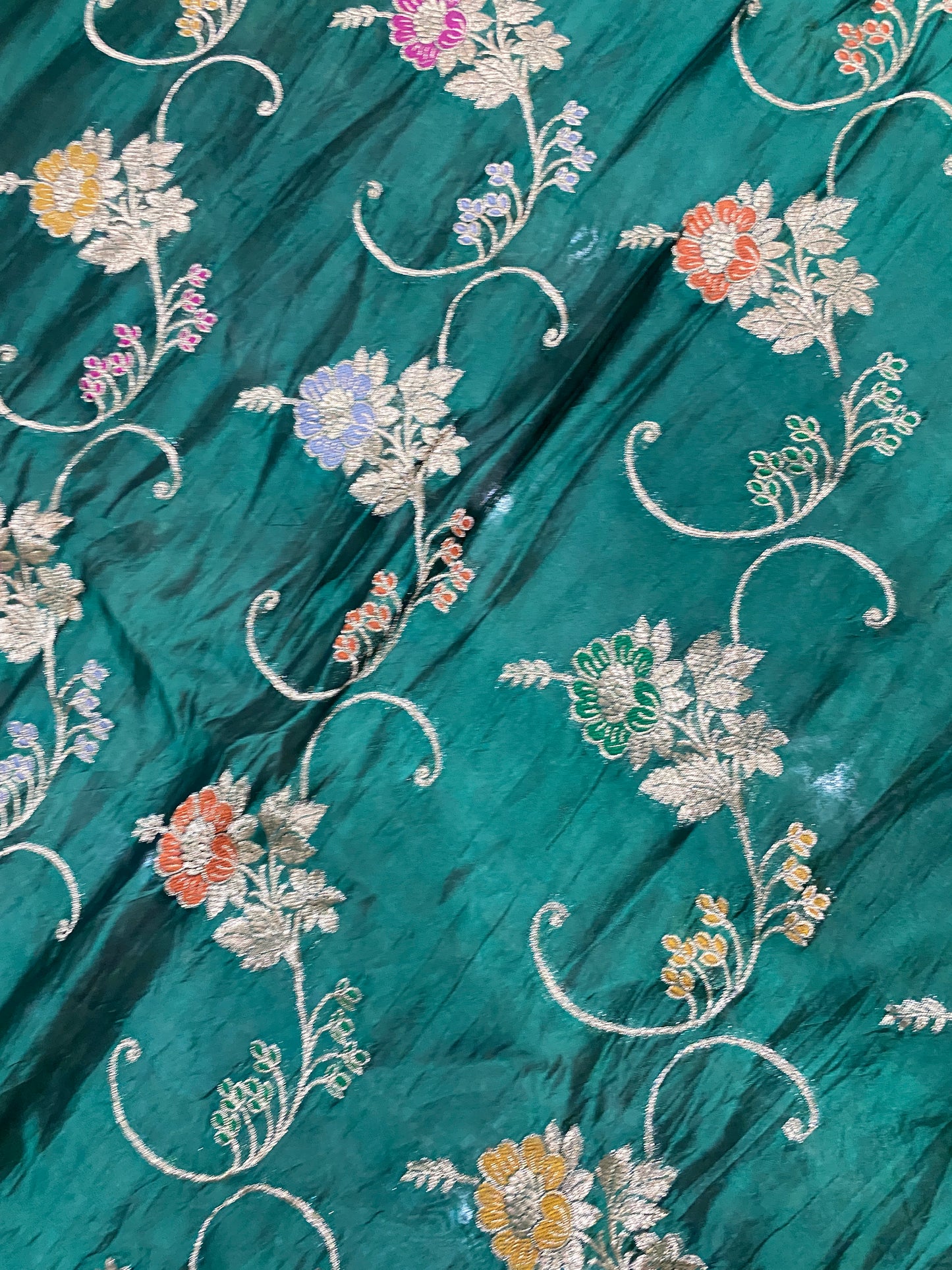 Verde Mare Luxe Pure Katan Silk Banarasi Saree In Minakari Jaal