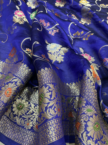 Zaffiro Divina Couture Pure Katan Silk Banarasi Saree In Minakari Jaal