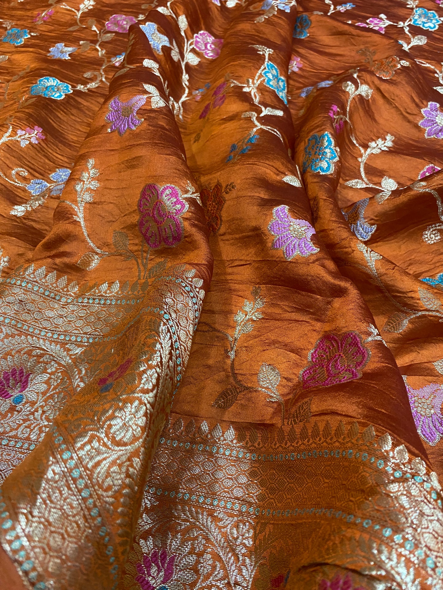Ambra Reale Luxe Pure Katan Silk Banarasi Saree In Minakari Jaal