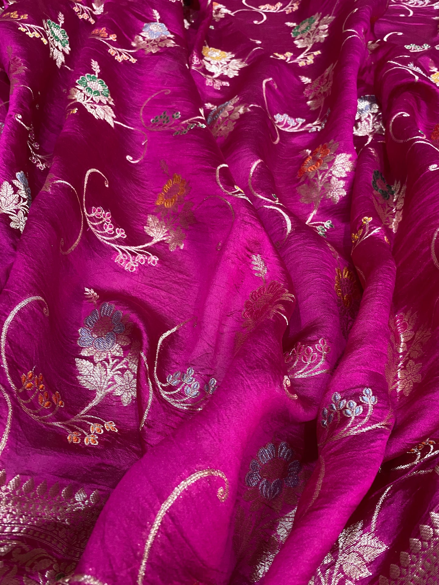 Rosa Bellezza Couture Pure Katan Silk Banarasi Saree In Minakari Jaal