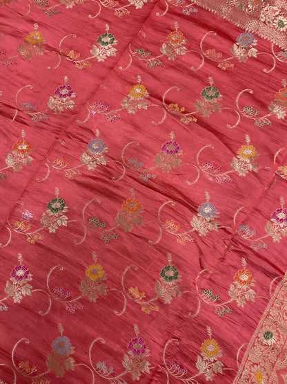 Rosa Tenue Luxe Pure Katan Silk Banarasi Saree In Minakari Jaal
