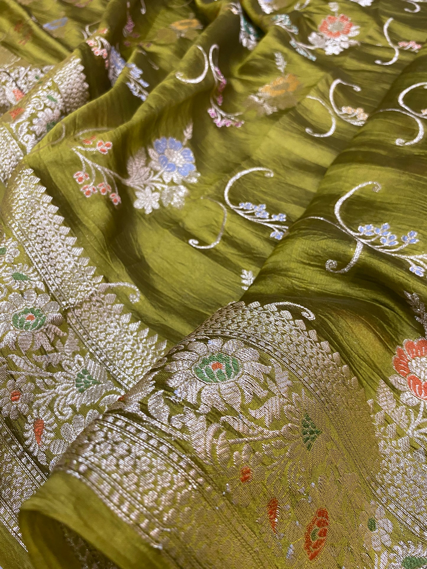 Oliva Maestosa Couture Pure Katan Silk Banarasi Saree In Minakari Jaal
