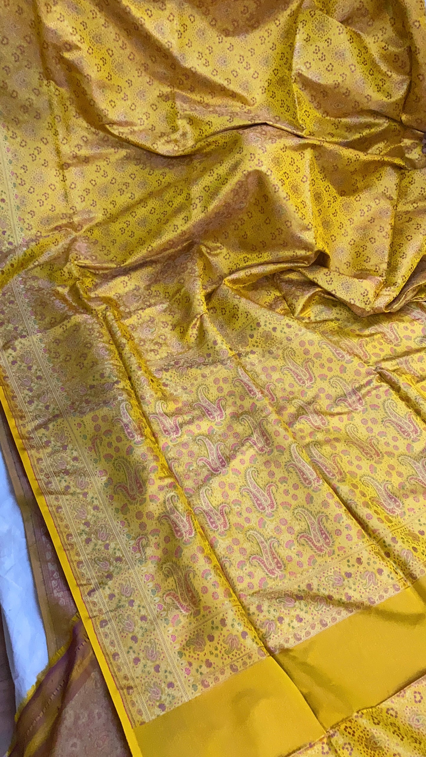 Exquisite Elegance: The Yellow Pure Silk Banarasi Saree by Shades Of Benares - banarasi - banarasi saree shop