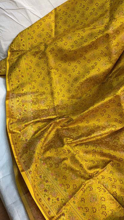 Exquisite Elegance: The Yellow Pure Silk Banarasi Saree by Shades Of Benares - banarasi - banarasi saree shop