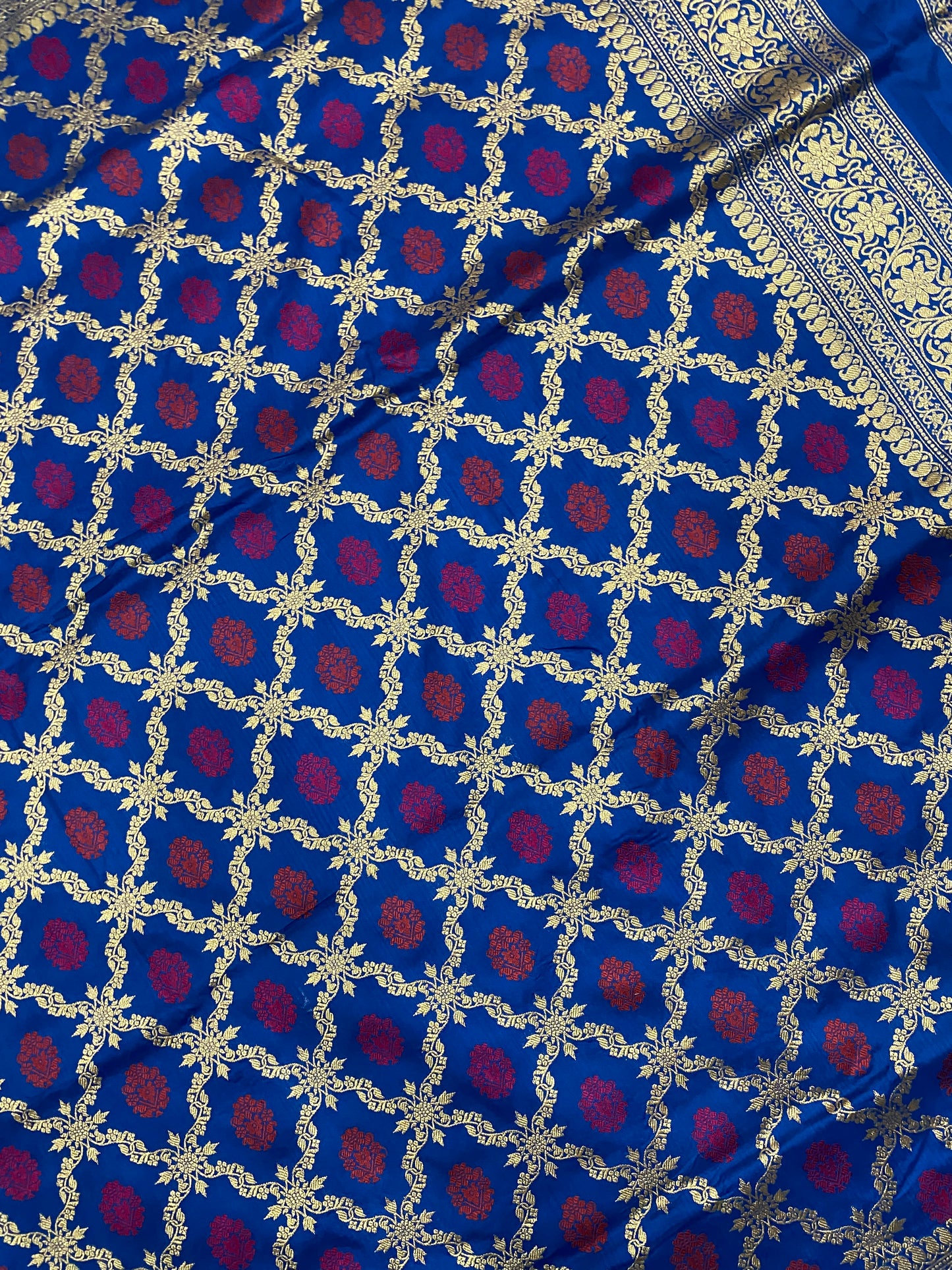 Blu Regale Kadhua Couture Pure Silk Banarasi Saree