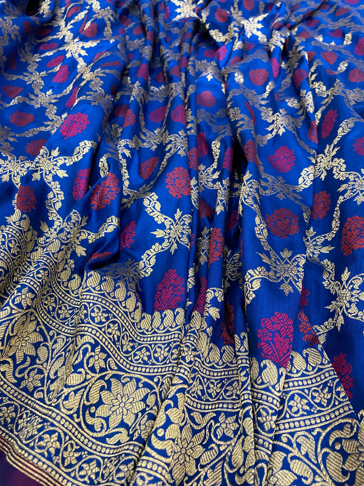 Blu Regale Kadhua Couture Pure Silk Banarasi Saree