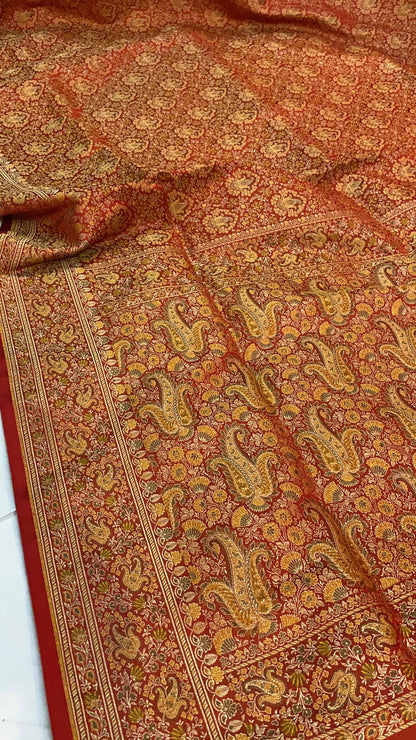 The Orange Pure Silk Banarasi Saree by Shades Of Benares - banarasi - banarasi saree shop