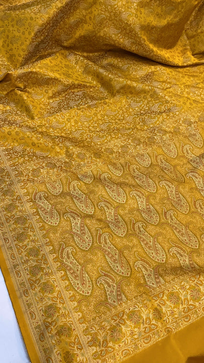 The Yellow Pure Silk Banarasi Saree by Shades Of Benares - banarasi - banarasi saree shop