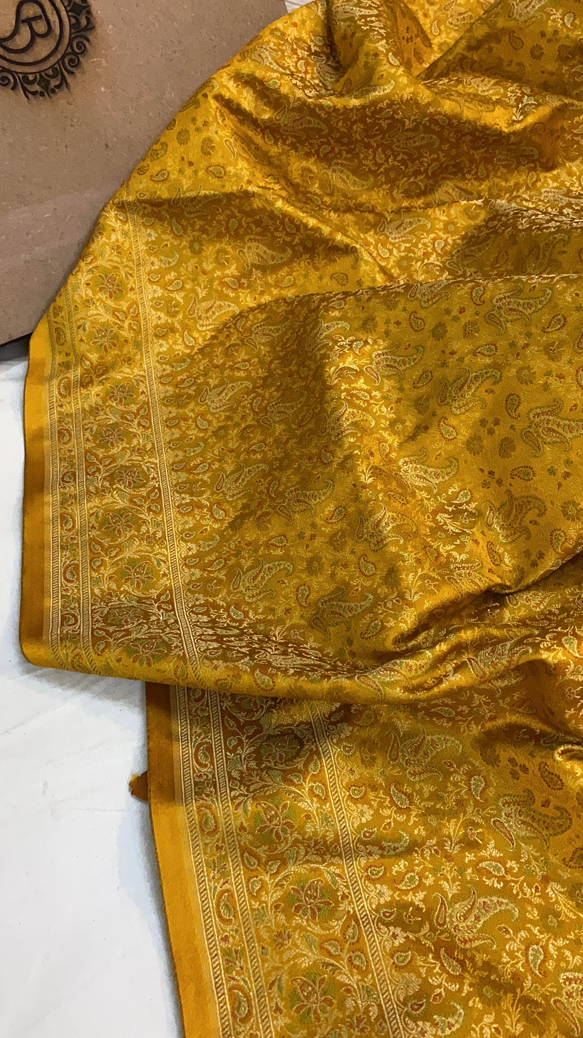 The Yellow Pure Silk Banarasi Saree by Shades Of Benares - banarasi - banarasi saree shop