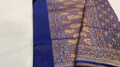 Enchanting Elegance: The Blue Pure Silk Banarasi Saree by Shades Of Benares - banarasi - banarasi saree shop