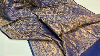 Enchanting Elegance: The Blue Pure Silk Banarasi Saree by Shades Of Benares - banarasi - banarasi saree shop