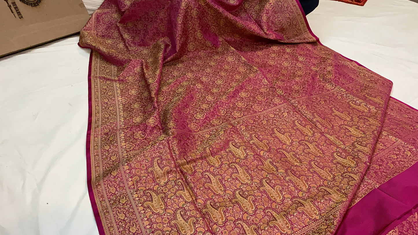 The Rani Pink Pure Silk Banarasi Saree by Shades Of Benares - banarasi - banarasi saree shop