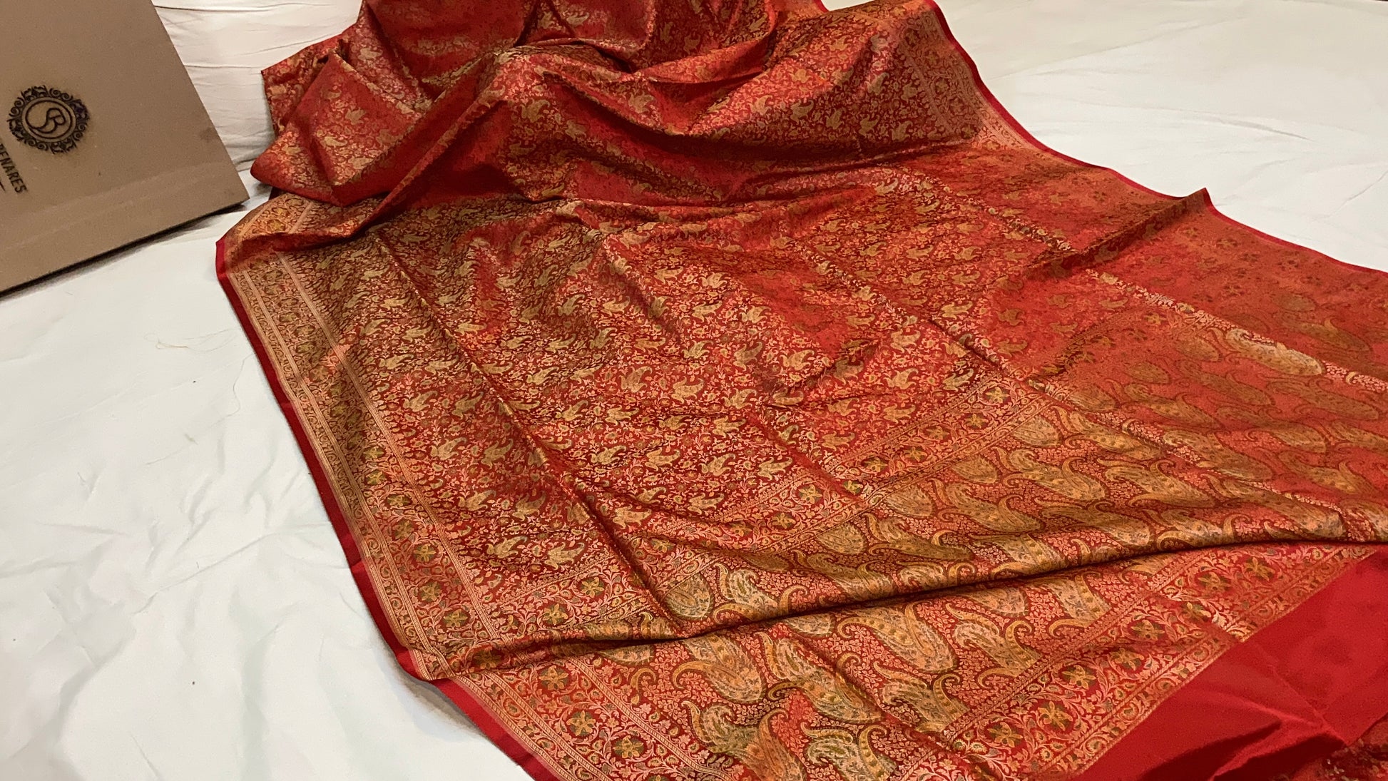 The Red Pure Silk Banarasi Saree by Shades Of Benares - banarasi - banarasi saree shop