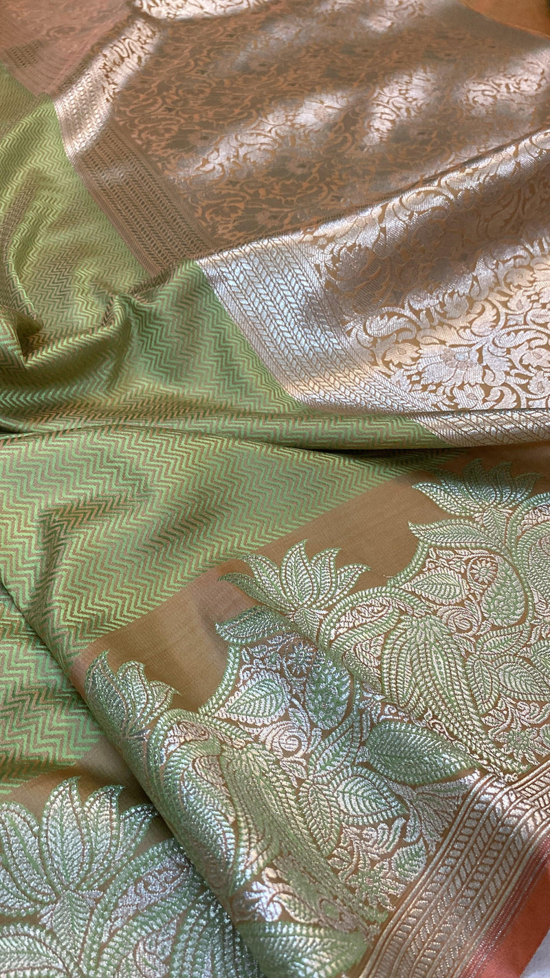 Handwoven Green Pure Banarasi Silk Sari - Shades Of Benares