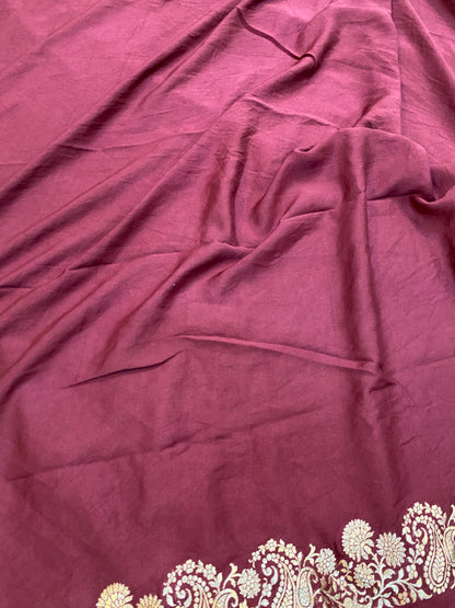 The Wine Handloom Pure Moonga Silk Banarasi Saree by Shades Of Benares - banarasi - banarasi saree shop