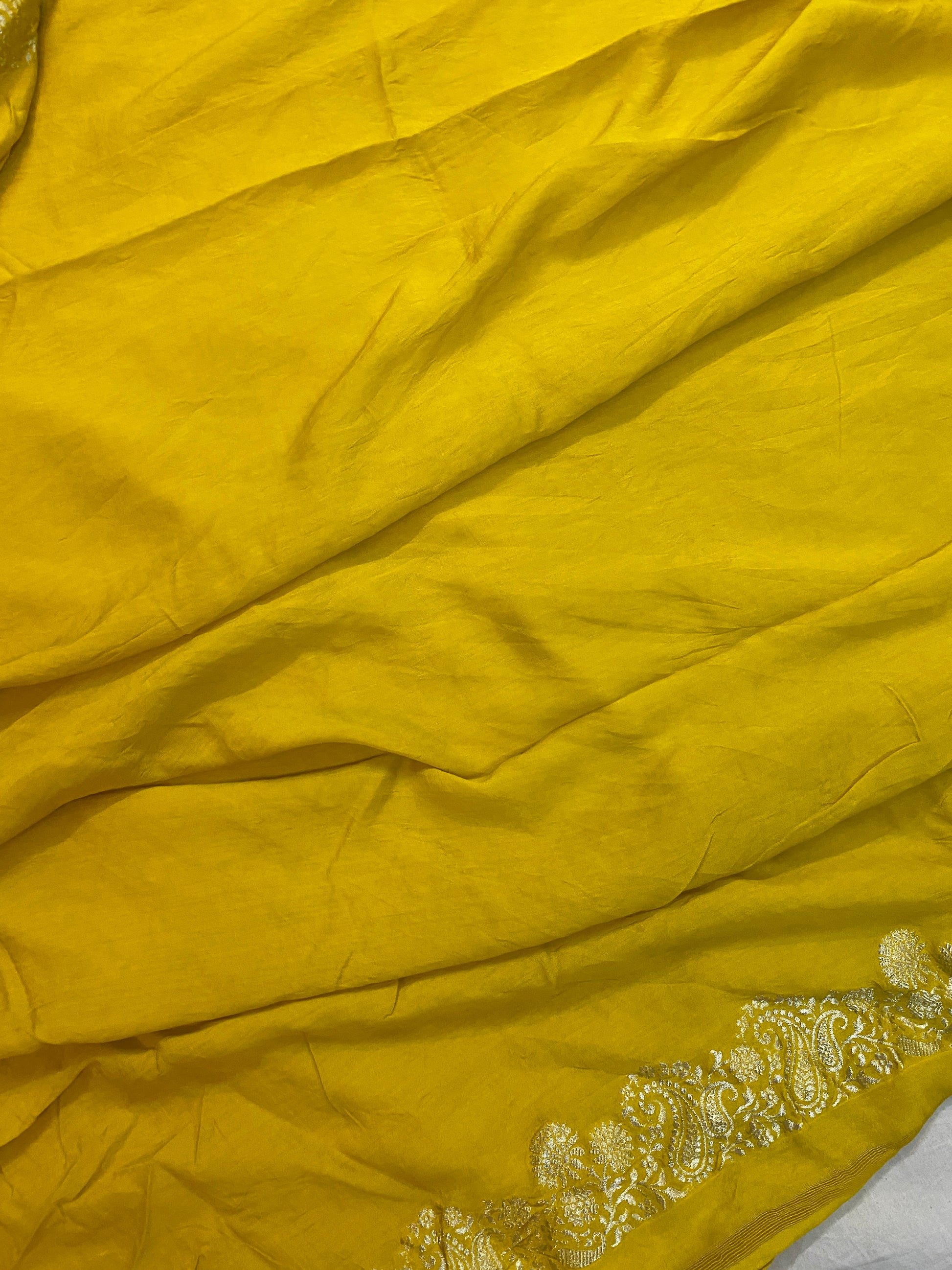 The Yellow Handloom Pure Moonga Silk Banarasi Saree by Shades Of Benares - banarasi - banarasi saree shop