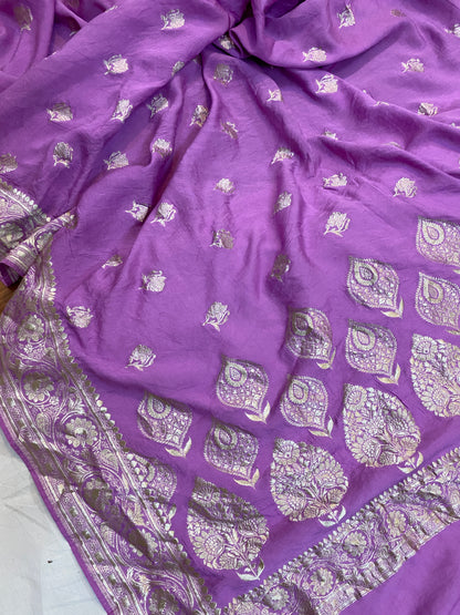 The Purple Handloom Pure Moonga Silk Banarasi Saree by Shades Of Benares - banarasi - banarasi saree shop