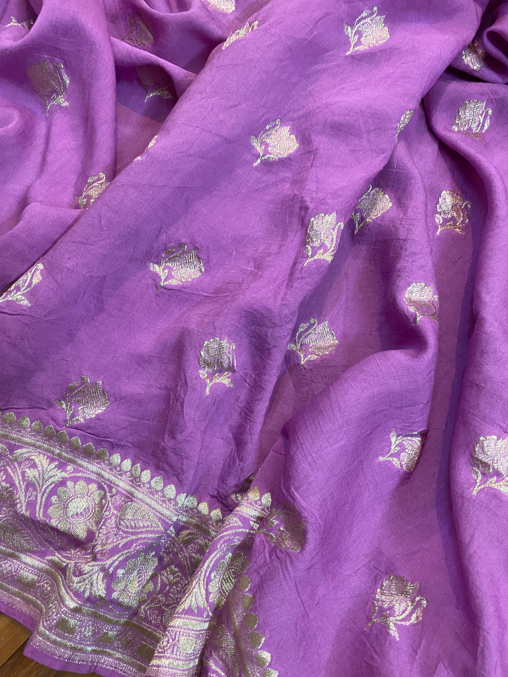 The Purple Handloom Pure Moonga Silk Banarasi Saree by Shades Of Benares - banarasi - banarasi saree shop