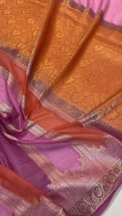 Handwoven Purple Rangkaat Banarasi Silk Sari by Shades Of Benares - banarasi - banarasi saree shop